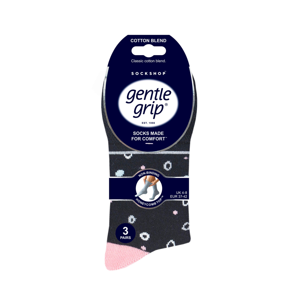 3 Pairs Ladies Cotton Socks - Mod Dots Black