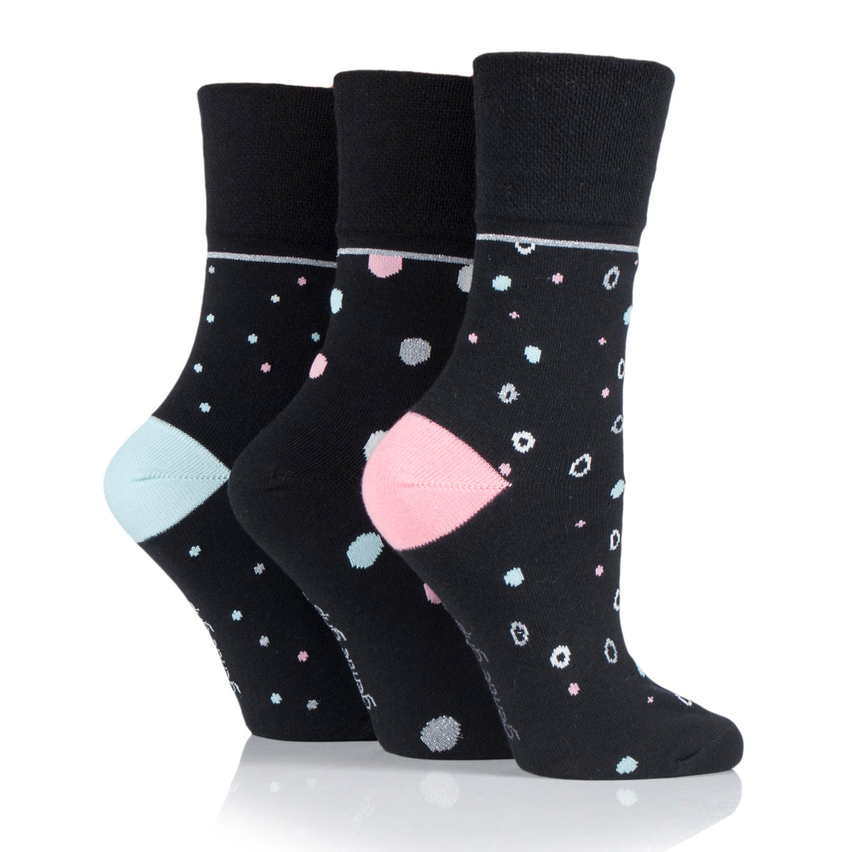 3 Pairs Ladies Cotton Socks - Mod Dots Black