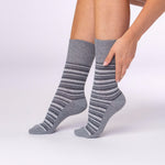 Load image into Gallery viewer, 3 Pairs Ladies City Varied Stripe Cotton Socks - Grey
