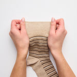 Load image into Gallery viewer, 3 Pairs Ladies City Varied Stripe Cotton Socks - Brown
