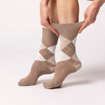 Load image into Gallery viewer, 3 Pairs Ladies Highlands Argyle Cotton Socks - Brown
