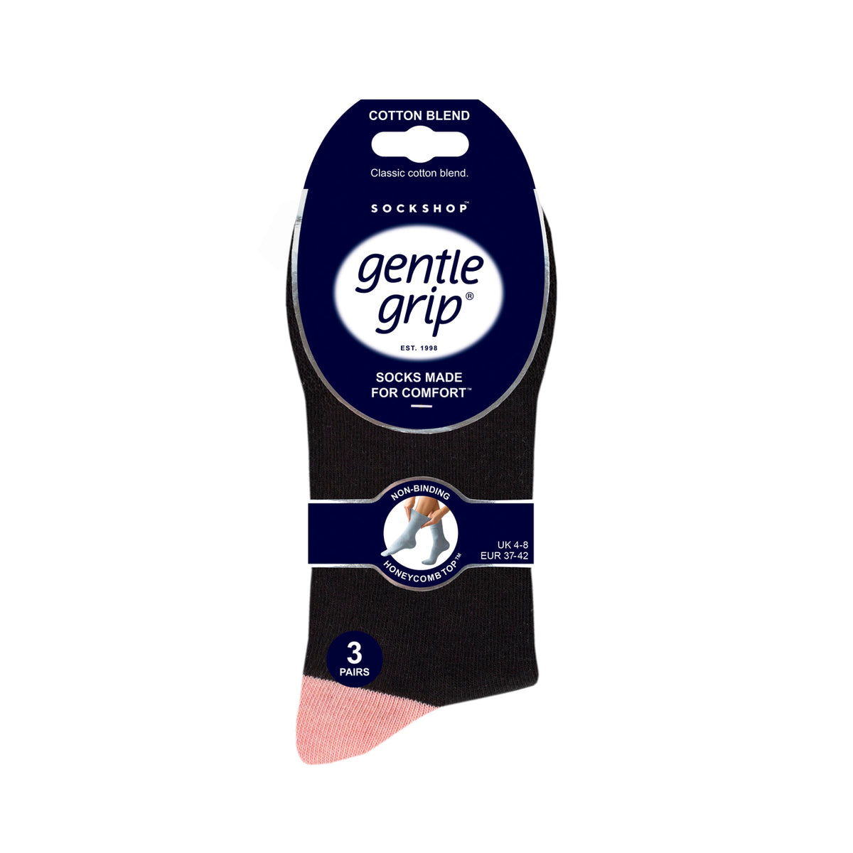 3 Pairs Ladies Seclude Contrast Heel Socks - Black