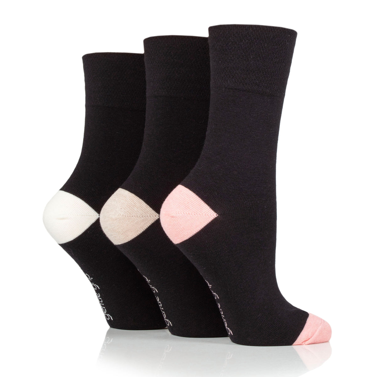 3 Pairs Ladies Seclude Contrast Heel Socks - Black