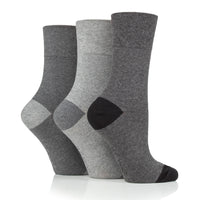 3 Pairs Ladies Seclude Contrast Heel Socks - Grey