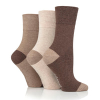 3 Pairs Ladies Seclude Contrast Heel Socks - Brown