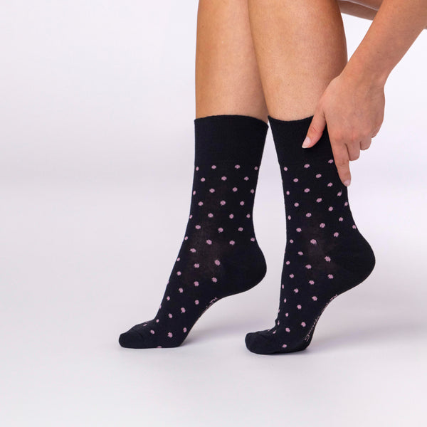 3 Pairs Ladies Digital Dots Cotton Socks - Black