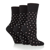 3 Pairs Ladies Digital Dots Cotton Socks - Black