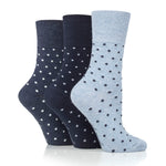 Load image into Gallery viewer, 3 Pairs Ladies Digital Dots Cotton Socks - Navy/Denim
