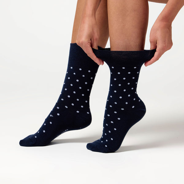 3 Paar Damen-Baumwollsocken mit digitalen Punkten – Marineblau/Jeansblau