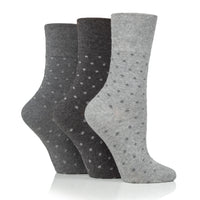 3 Pairs Ladies Digital Dots Cotton Socks - Charcoal/Grey