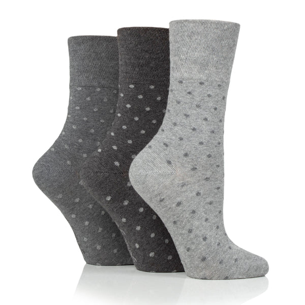3 Pairs Ladies Digital Dots Cotton Socks - Charcoal/Grey