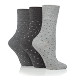 Load image into Gallery viewer, 3 Pairs Ladies Digital Dots Cotton Socks - Charcoal/Grey

