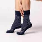 Load image into Gallery viewer, 3 Pairs Ladies Varsity Stripe Cotton Socks - Denim
