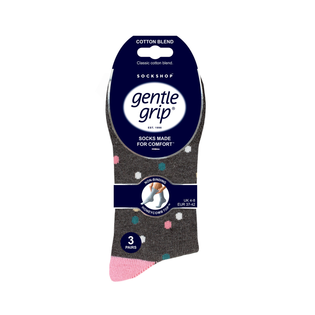 3 Pairs Ladies Cotton Socks - Speckled