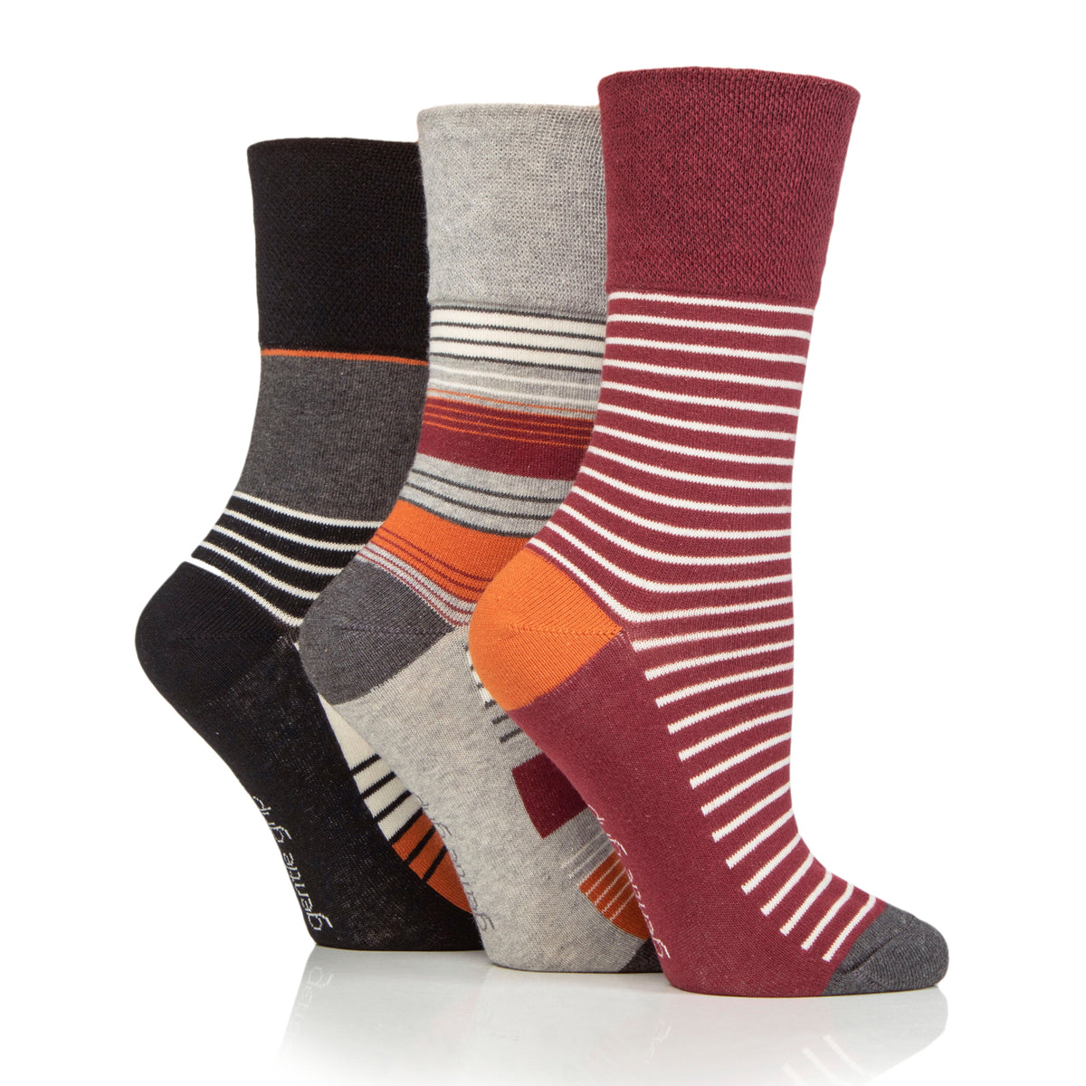3 Pairs Ladies Cotton Socks - Sedimentary Stripe
