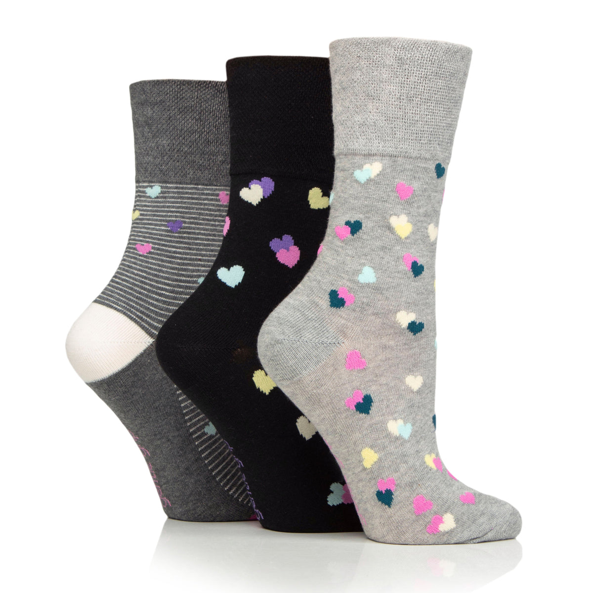 3 Pairs Ladies Colourburst Cotton Socks - Sweetheart