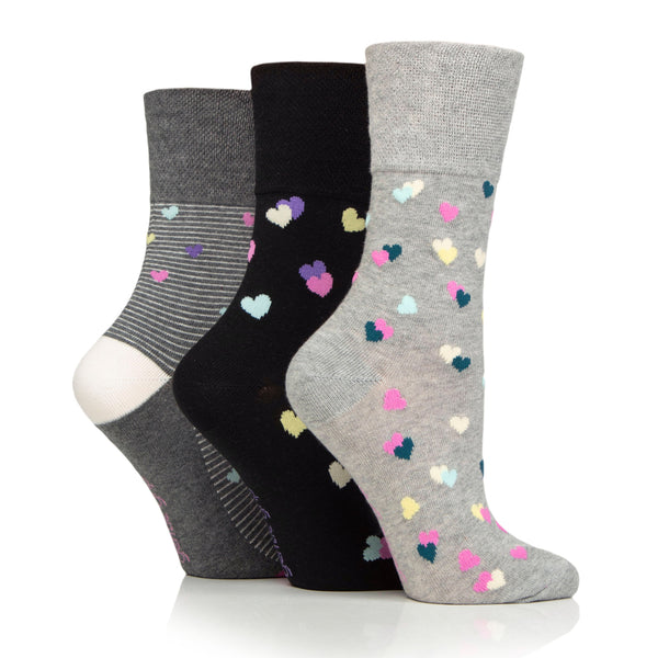 3 Pairs Ladies Colourburst Cotton Socks - Sweetheart