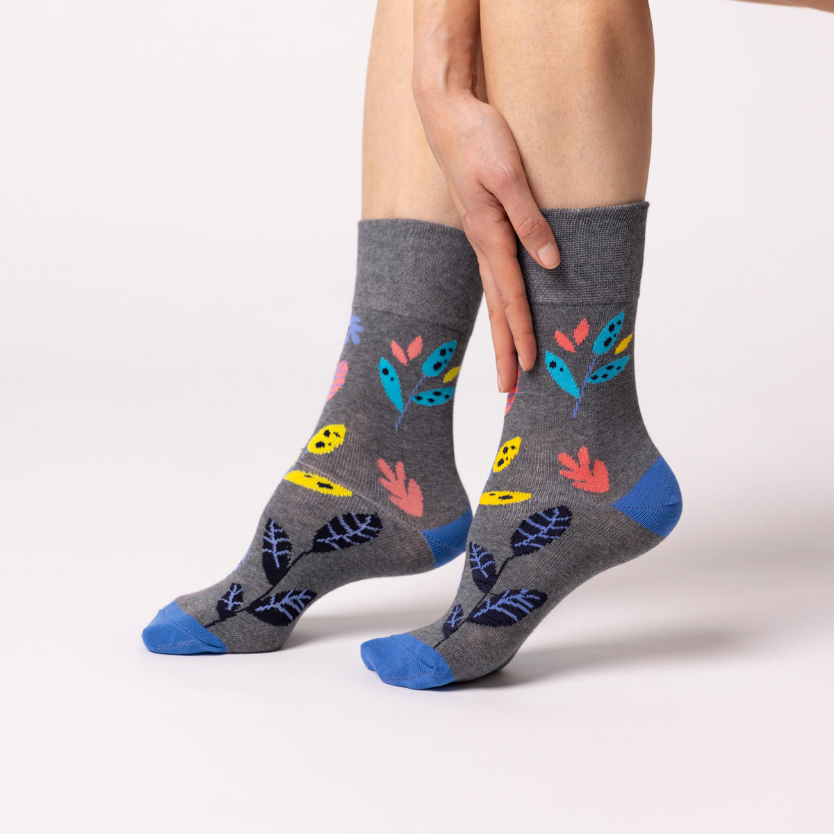 3 Pairs Ladies Colourburst Cotton Socks - Floral Pop