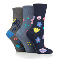 3 Pairs Ladies Colourburst Cotton Socks - Floral Pop