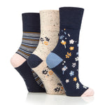 Load image into Gallery viewer, 3 Pairs Ladies Cotton Socks - Ditsy Floral
