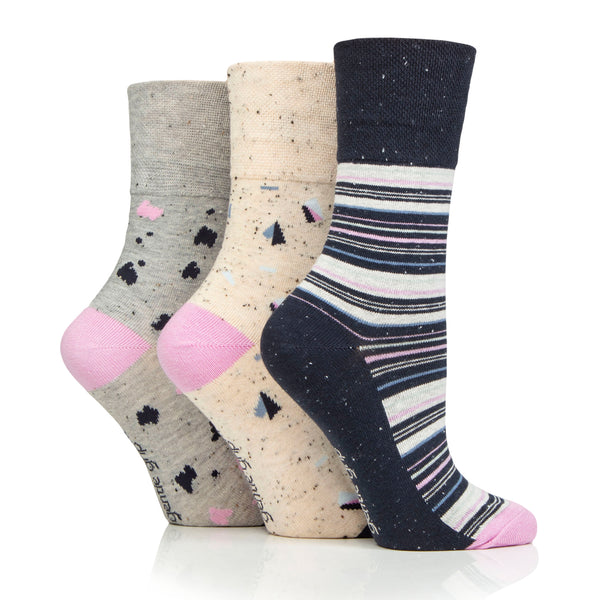 3 Pairs Ladies Cotton Socks - Summer Terazzo