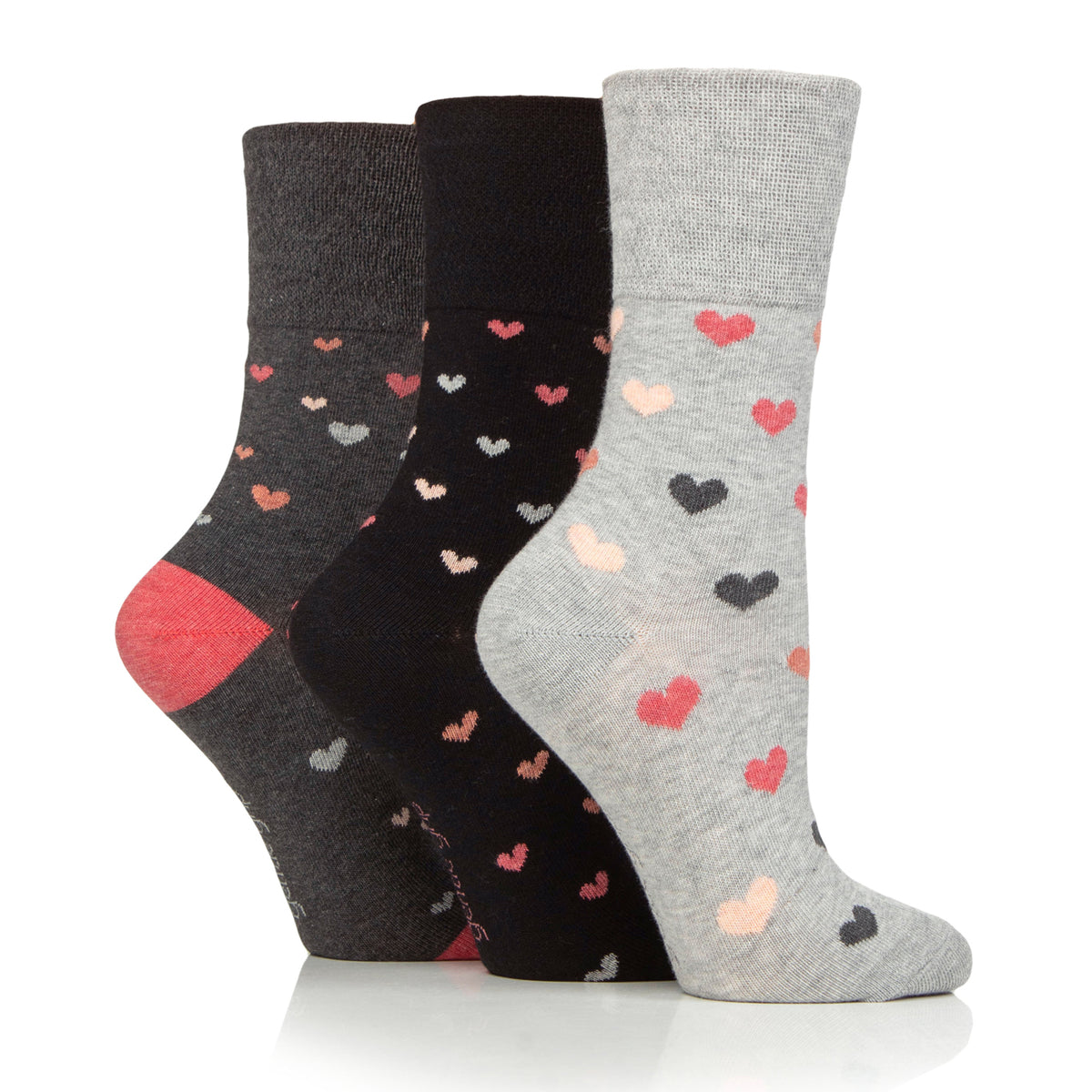 3 Pairs Ladies Cotton Socks - Queen Of Hearts