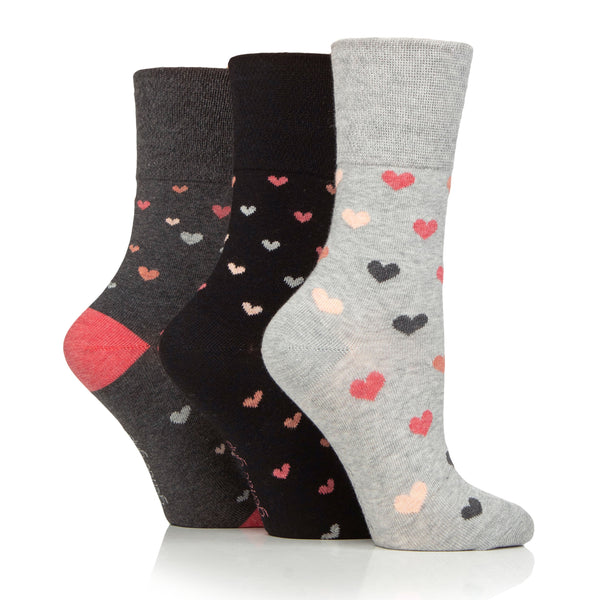 3 Pairs Ladies Cotton Socks - Queen Of Hearts