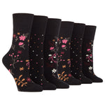 Load image into Gallery viewer, 6 Pairs Ladies Cotton Socks - Floral Night
