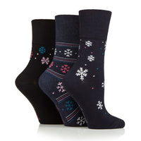 3 Pairs Ladies Cotton Socks - Snowflake