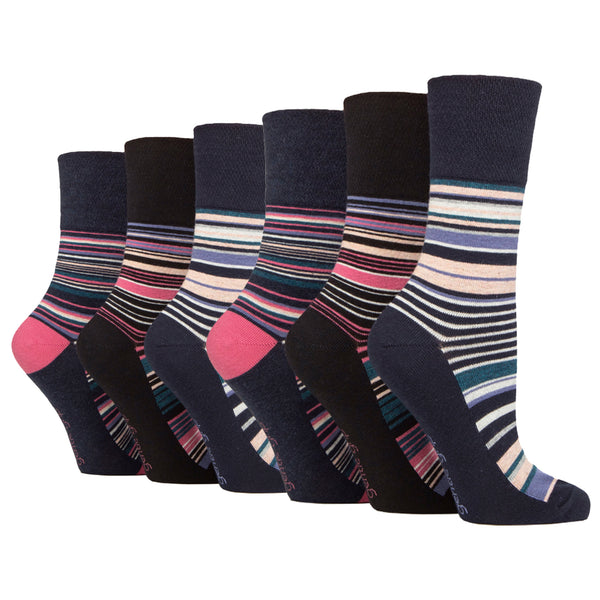 6 Pairs Ladies Cotton Socks - Whimsy Stripes