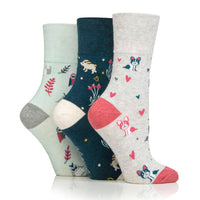 3 Pairs Ladies Cotton Socks - Animal Lover