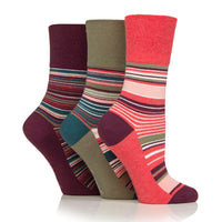 3 Pairs Ladies Cotton Socks - Wilderness Stripe