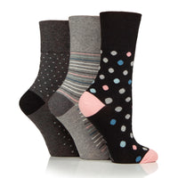 3 Pairs Ladies Cotton Socks - Assertive Graphic
