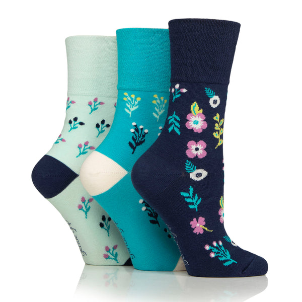 3 Pairs Ladies Cotton Socks - Bohemian Floral