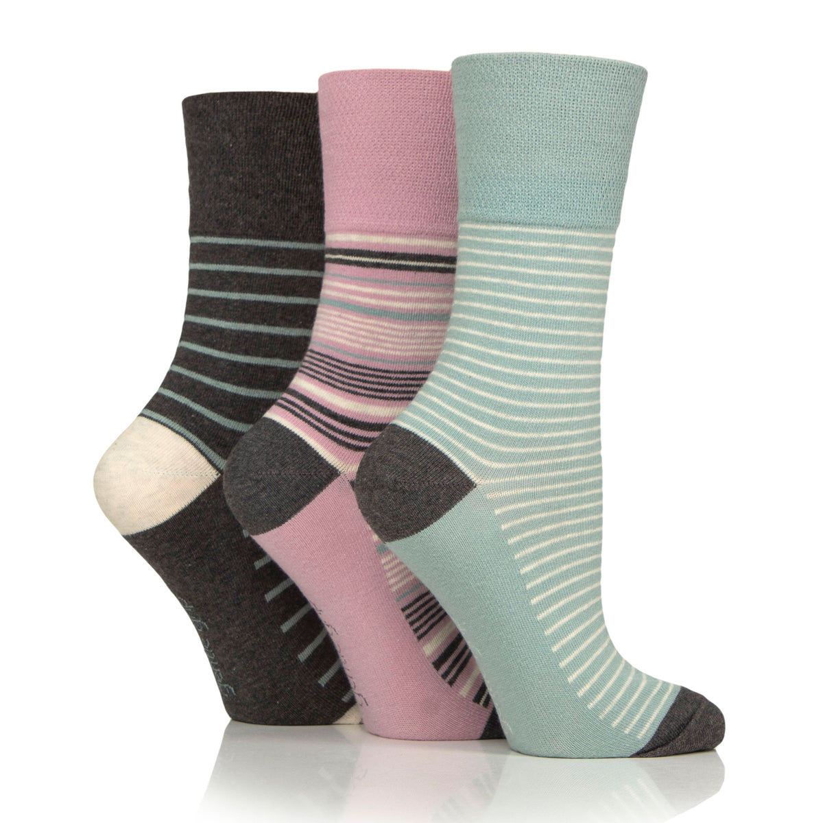 3 Pairs Ladies Cotton Socks - Reverie Stripe