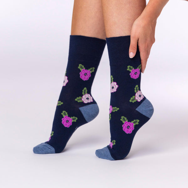 3 Pairs Ladies Cotton Socks - Opulent Blossom