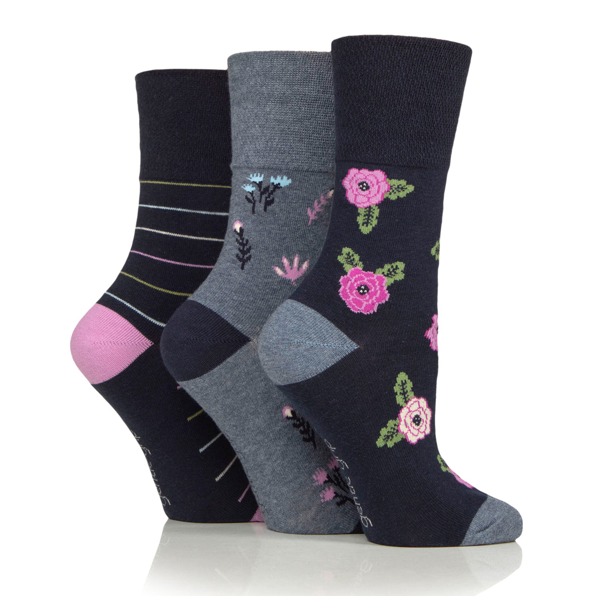 3 Pairs Ladies Cotton Socks - Opulent Blossom