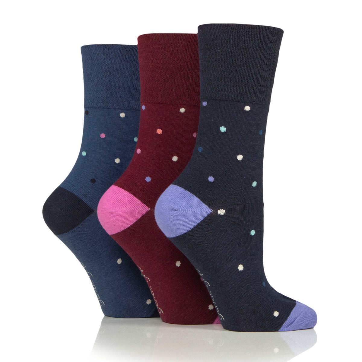 3 Pairs Ladies Cotton Socks - Eclipse Polka Dot