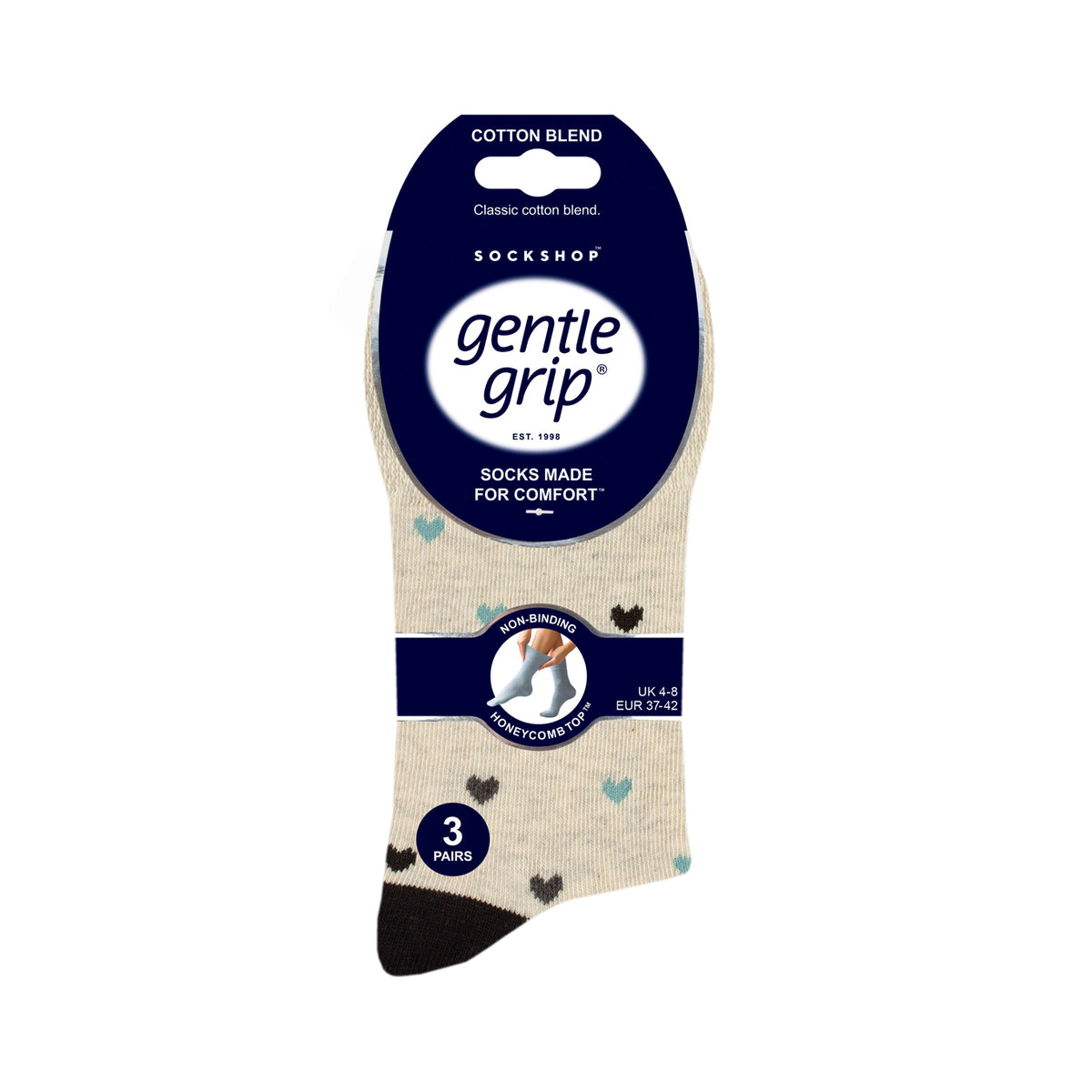 3 Pairs Ladies Cotton Socks - Micro Pattern