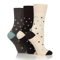 3 Pairs Ladies Cotton Socks - Micro Pattern