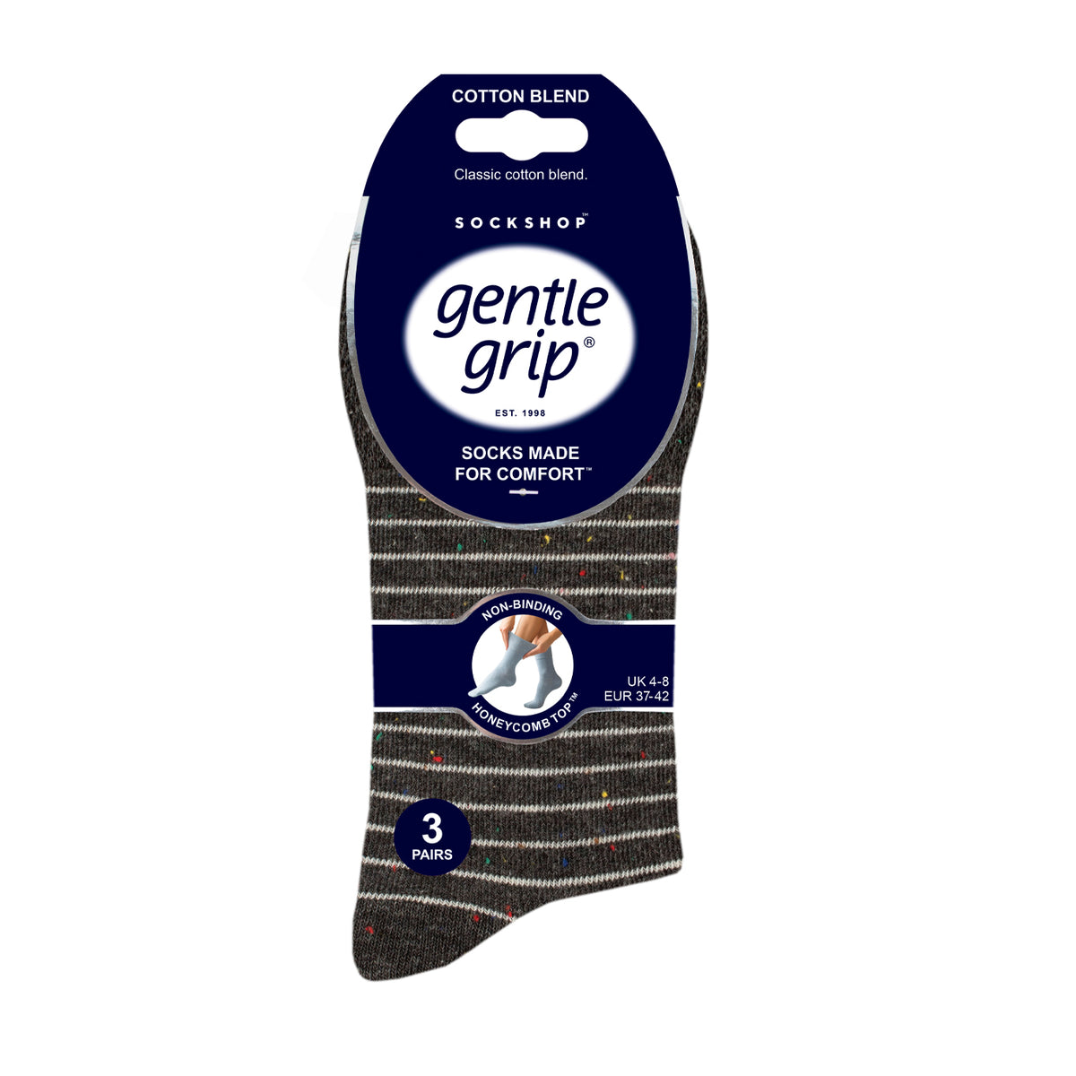 3 Pairs Ladies Cotton Socks - Nepp Charcoal