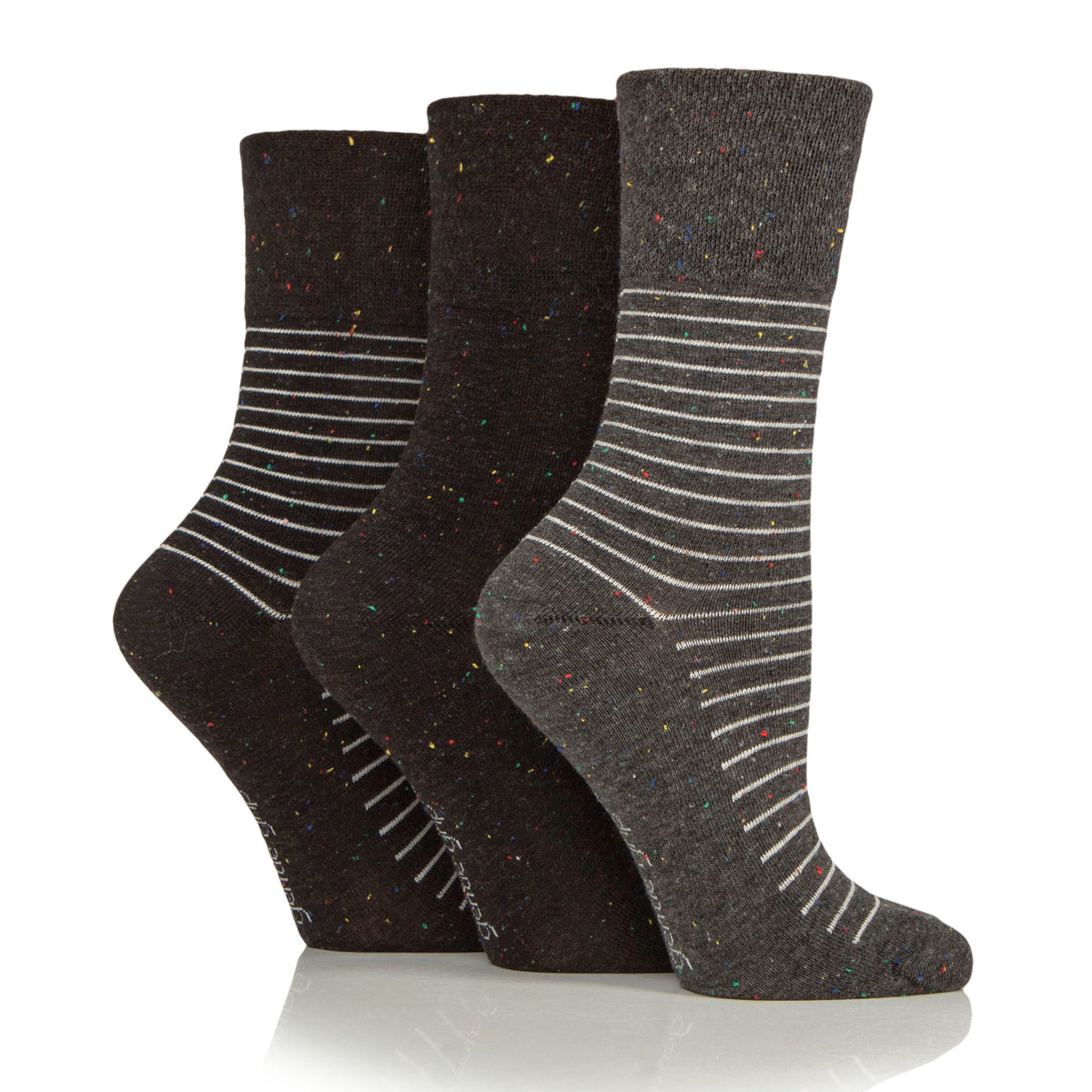 3 Pairs Ladies Cotton Socks - Nepp Charcoal