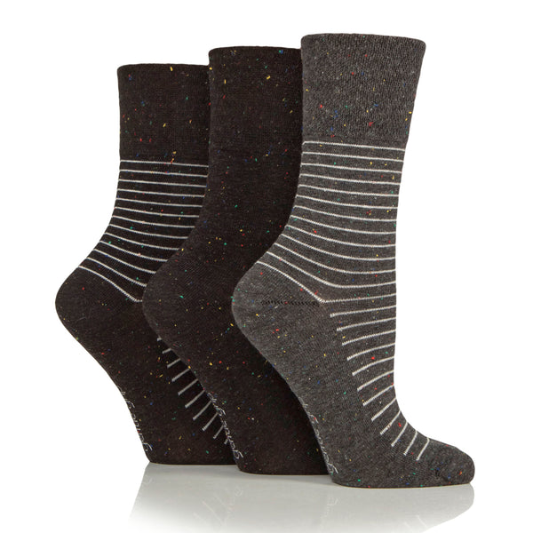 3 Pairs Ladies Cotton Socks - Nepp Charcoal