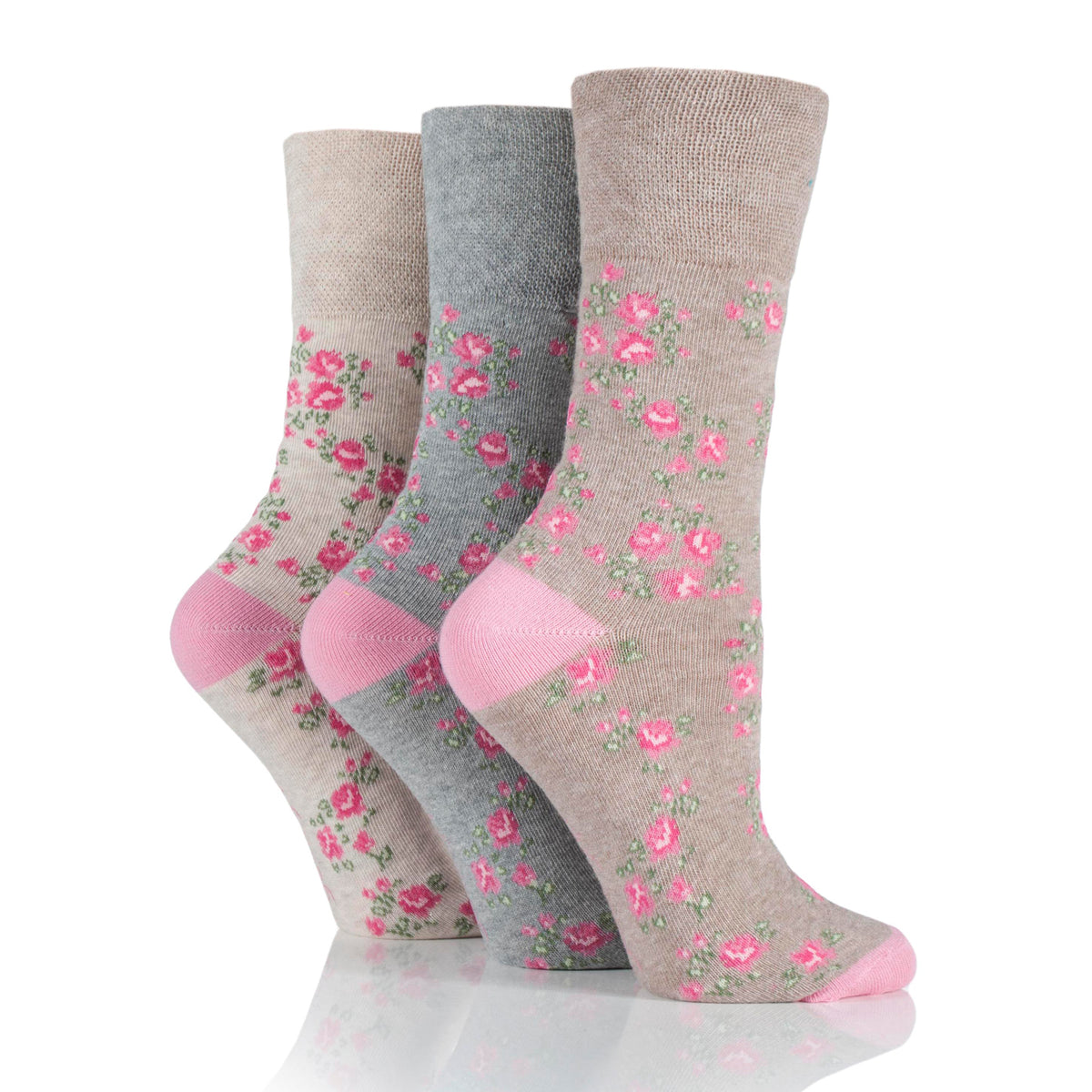 3 Pairs Ladies Cotton Socks - Neutral