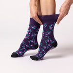 Load image into Gallery viewer, 3 Pairs Ladies Cotton Socks - Sophie Floral Purple
