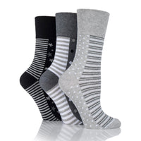 3 Pairs Ladies Cotton Socks - Connie Spot/Stripe