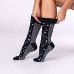 Load image into Gallery viewer, 3 Pairs Ladies Plus Size Cotton Socks - Mono Spot/Stripe
