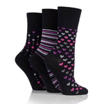 Load image into Gallery viewer, 3 Pairs Ladies Bamboo Socks - Black/Berry
