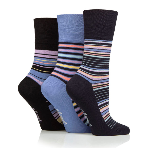 3 Pairs Ladies Bamboo Socks - Stripey Array