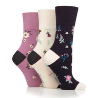 3 Pairs Ladies Bamboo Socks - Botanical Bloom
